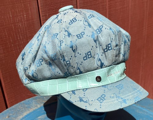 Bebé Phat Y2K Denim Azul Claro con Logo de Gato Azul Oscuro Sombrero de Newsboy - Imagen 6 de 10