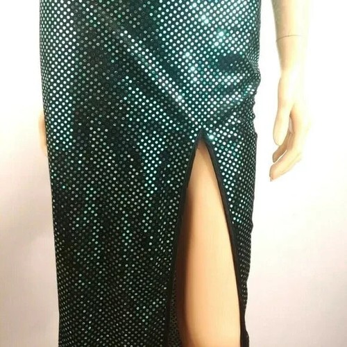Vintage 90's LA Glo Black Beaded Velour Formal Prom Dress Size 3/4 - Picture 4 of 12