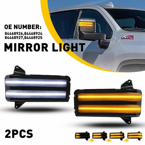 Pair Amber White Side Mirror Signal Light For 2020-2024 GMC Sierra 3500HD Smoked - Picture 12 of 12
