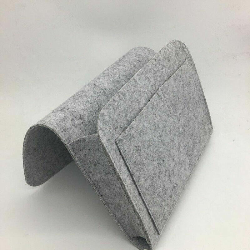 Organizer Da Letto In Feltro - Tasca Portaoggetti Per Divano, Comodino Appendibile, Grigio Scuro - Foto 4