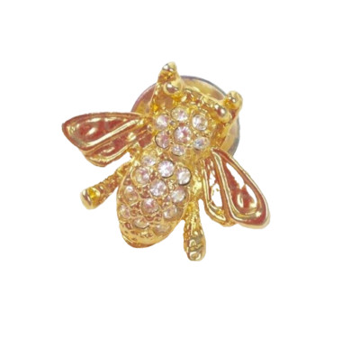Small vintage rhinestone bee bug scatter tie lapel pin