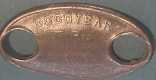 Rare GOODYEAR TIRE & RUBBER CO Metal Oval Convex Rounded Tag Plaque