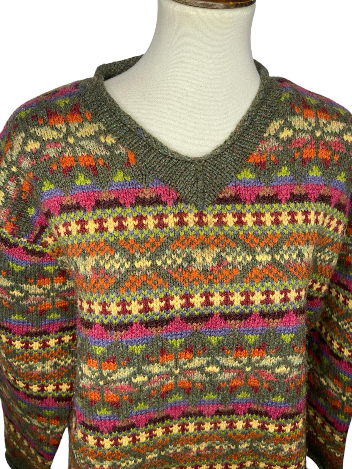 Vintage MODA INT'L Wool Blend Sweater Oversized 80s Slouchy Womens L RARE image 2