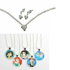 Girls Kids Little Mermaid, Beauty, Snow White , Rhinestones Necklace Earrings