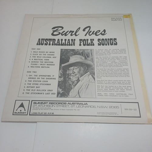 Burl Ives Australian Folk Songs Vinyl Record - Picture 4 of 4