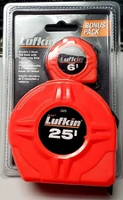 LUFKIN TOOLS 25' HI-VIZ TAPE MEASURE + BONUS 6' POCKET TAPE, L625KR