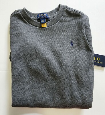 Polo Ralph Lauren Little Boys Waffle Knit Long Sleeve Tee Gray