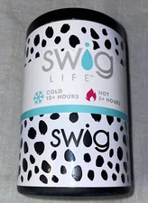 Swig Life 12 Oz Can + Bottle Cooler Spot On Stainless Steel Dalmatian NEW