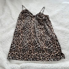 Victoria's Secret Small Cheetah Slip Cami Lingerie Gown Bow Adjustable Straps