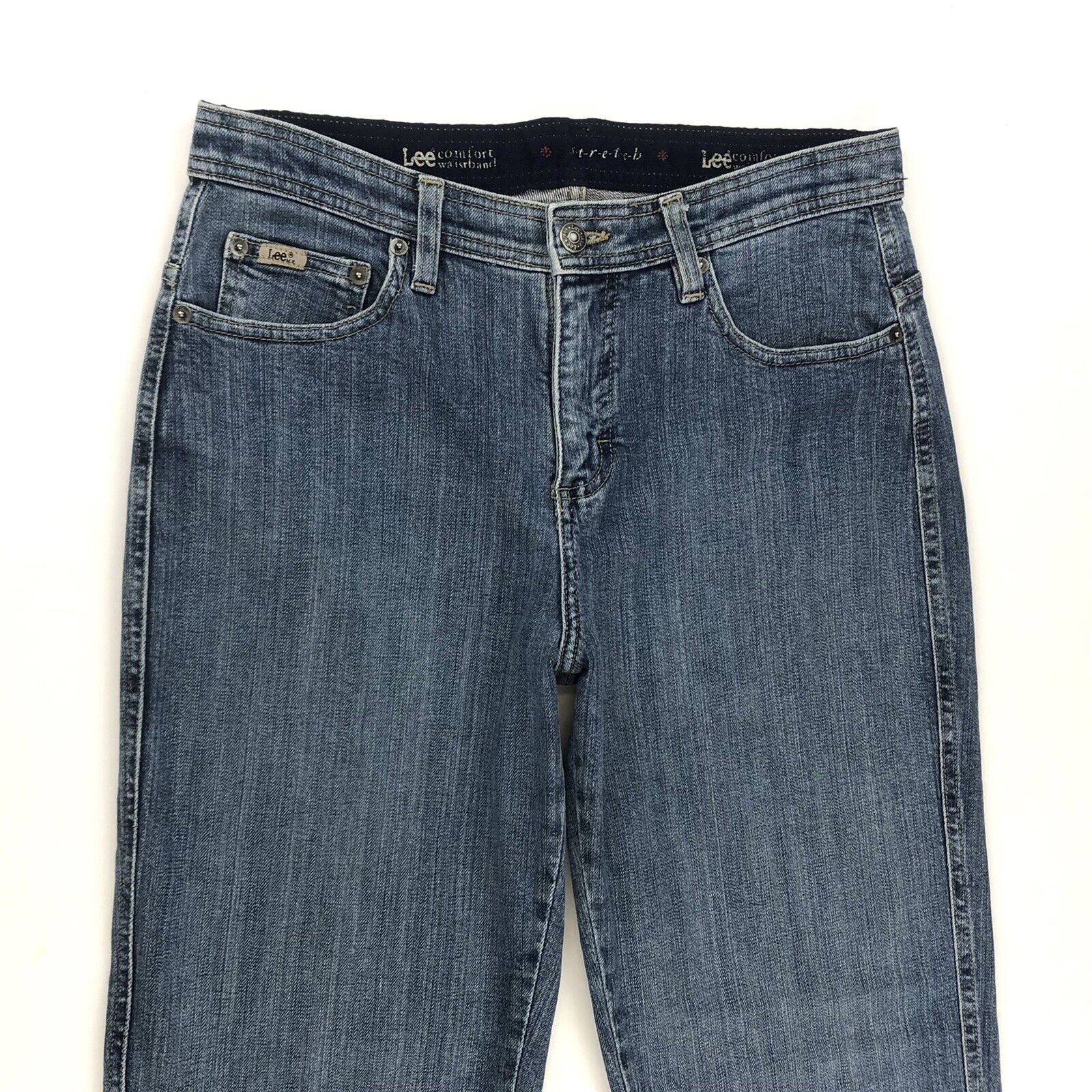 Lee Comfort Stretch Waistband Women's Straight Leg Jeans Mid Rise Blue W30”  L27”