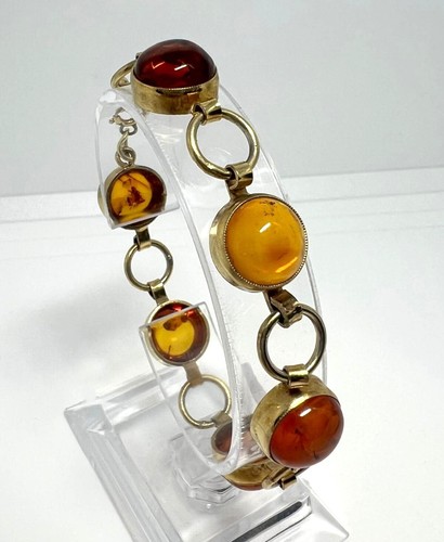 Brazalete ámbar vintage chapado en oro - Imagen 1 de 6