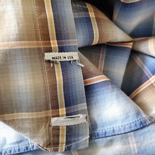 Bullock Jones Plaid Button Down Shirt XXL *SEE Blue Brown Orange Long Sleeve USA - Picture 5 of 5