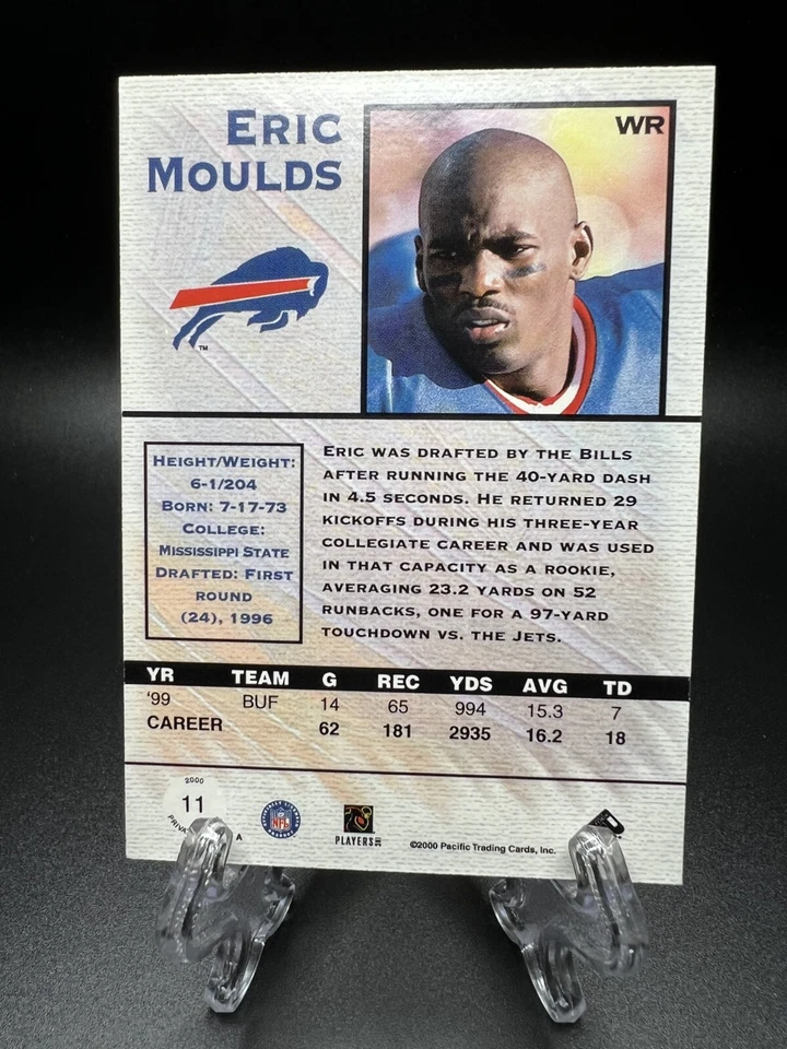 2000 Pacific Private Stock - Eric Moulds #11 Bills - Image 2 of 2