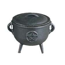 4.5" Cast Iron Cauldron with Carry Handle and Lid for Spells Smudging Rituals  