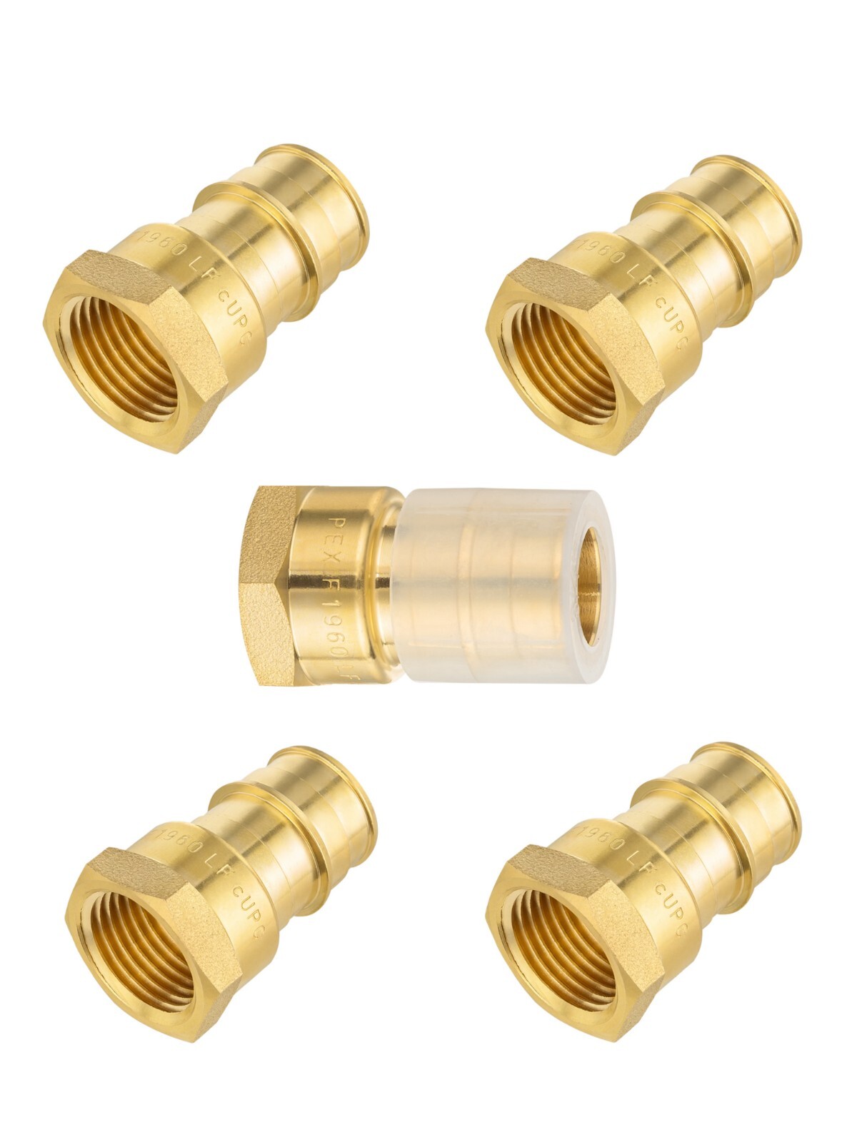 5 PCS EFIELD Pex-A 3/4"x1/2" Female Adapter Expansion Brass Fittings. Lead Free