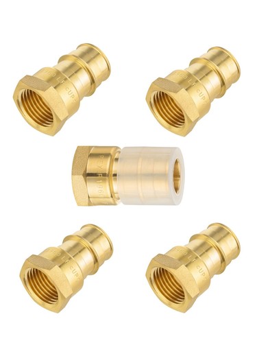 5 PCS EFIELD Pex-A 3/4"x1/2" Female Adapter Expansion Brass Fittings. Lead Free
