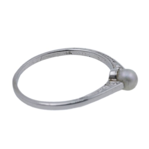 Art Deco Ring 750 Gold 18 Karat Weißgold Akoya Zuchtperle Antik Damen - Bild 3 von 7