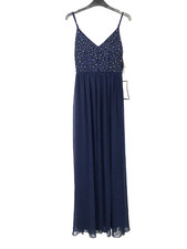 NWT City Studio V-Neck Navy Long Dress Spaghetti Straps Chiffon Juniors 5 Petite