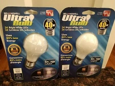 2 packages of BELL HOWELL ULTRA BULB 40 W Energy Saver 500 Lumens Brightness 