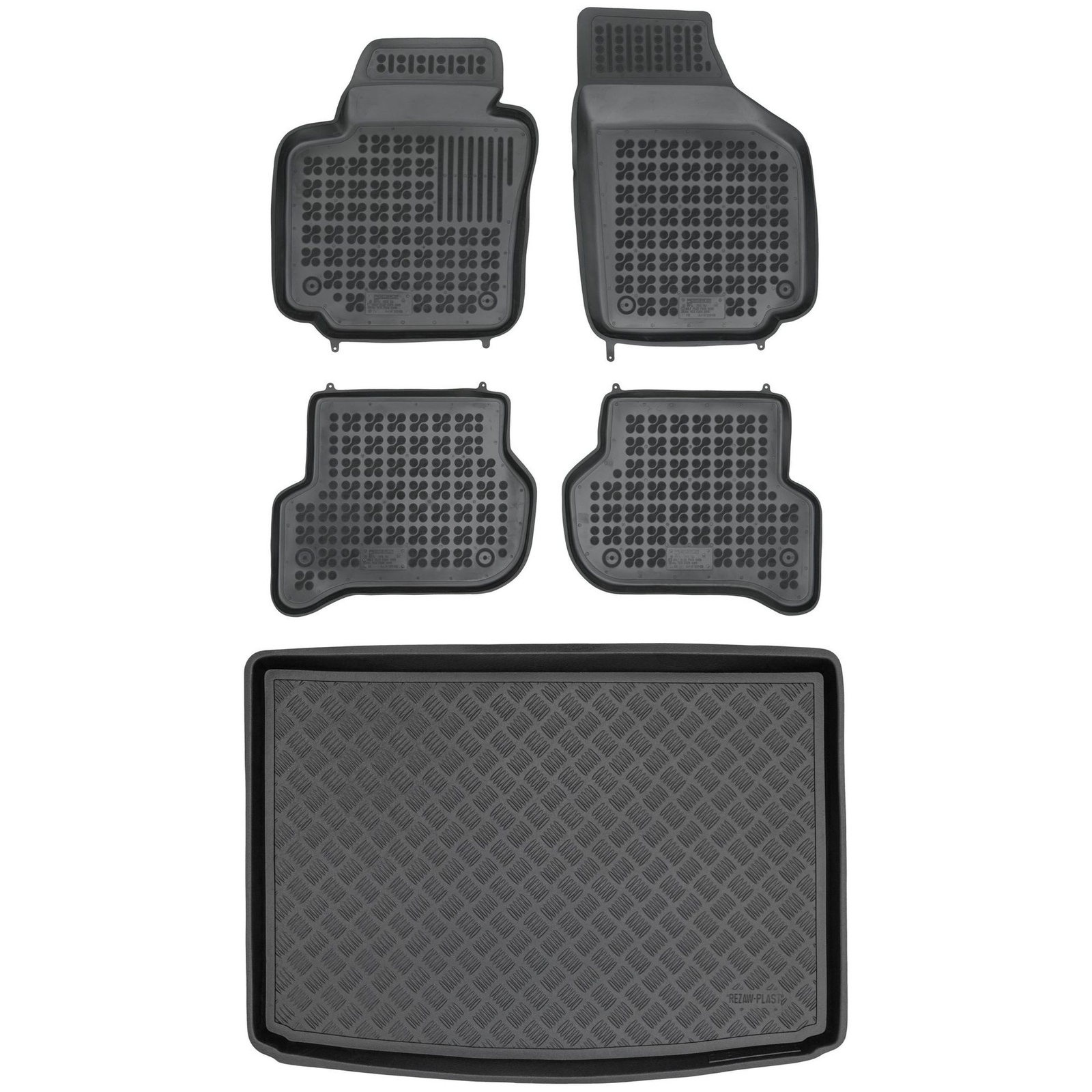 Tapis de coffre en PE et tapis de sol pour VW GOLF Plus 2 - Kit complet RX01061832-1 noir