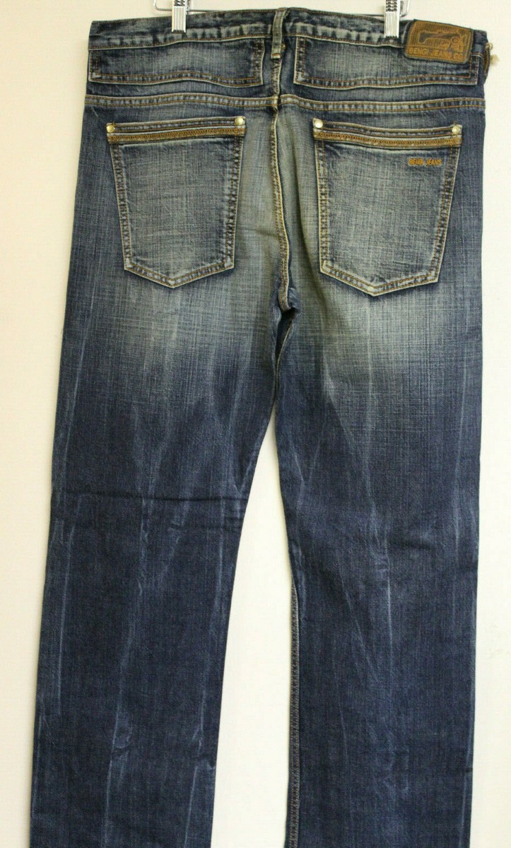 Bengi Jeans Co Mens Dark Wash Distressed Jeans 36W 34L | eBay