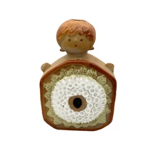 UCTCI Girl Bud Vase Wall Pocket Pottery Stoneware Sunflower Figurine MCM Japan