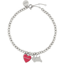 Radley  Womens Charm Bracelet Silver Plated Beaded with Jumping Dog and Heart