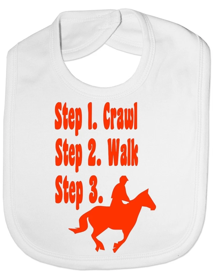 PRINTSHOP2000 Steps To a Horse Riding Baby Fütterlätzchen Geschenk