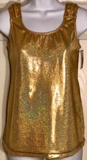 GK Elite Gold Hologram Polyester Tank Dance Top Size Adult L