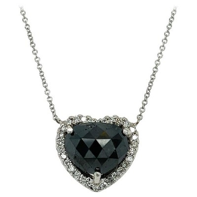 Kette Collier 5,11 Karat schwarzer Diamant weißer Diamant Weißgold