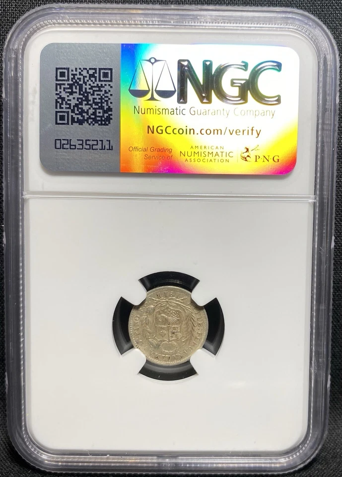 PERU 1912 Silver 1/2d Half Dinero Coin Rare High Grade NGC AU53, PRICED TO SELL! - Image 4 of 4