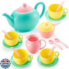 JOYIN 18PCS Pretend Role Play Tea Party Set Play Food Accessories BPA Free, P