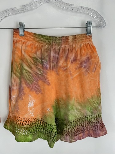 JR Girls Cotton Tie Dye Lattice Trim Shorts Top Outfit Set Size L - Picture 3 of 6