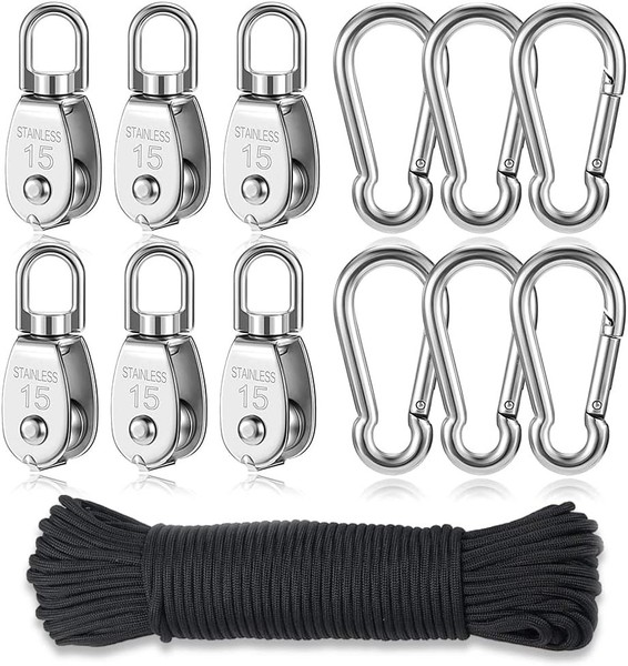 Edelstahl Flaschenzug Riemenscheibe 6 StüCk Umlenkrolle Blockseilrolle Seilrolle-image