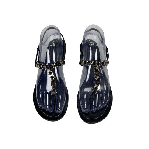 Sandale Tory Burch Gemini Link à lanières en T cuir noir femme taille 7,5 M - Photo 12/16