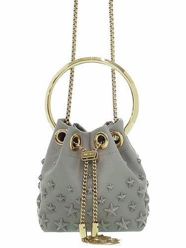 Jimmy Choo Micro Bonbon Chain Shoulder Bag Gray Leather Women DustBag #T1221
