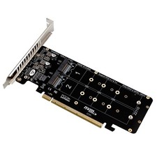 PCIE 4.0 Dual-Disk PCIeX16 to M.2 M-Key NVME SSD Expansion Card,Supports 44356