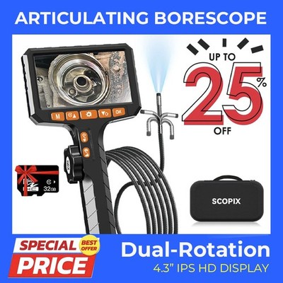 Ralcam 2-Way Borescope 6.2mm Slim Probe Inspection Camera Endoscope with Light