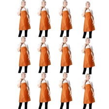 Orange Plain Bib Aprons Bulk in Big Size for Women Men Adult Chef Restaurant ...