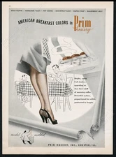 1948 housewife with sexy legs art Prim Hosiery stockings vintage print ad