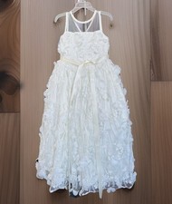 Rosebuds 5133 Size 6 Long Floral Applique Flower Girl Dress Lace Ballgown Formal