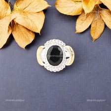 925 Solid Silver Black Onyx Stone Daughter Handmade Reiki Stackable Ring Jewelry