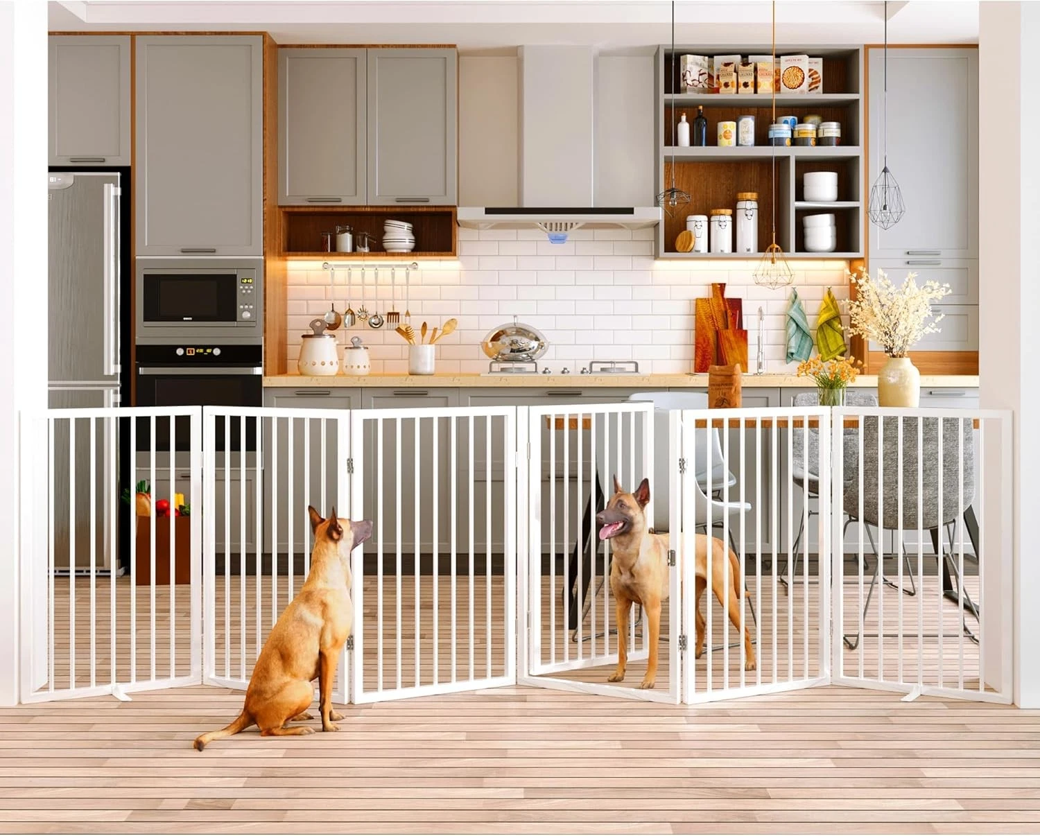 Freestanding Accordion Pet Gate 32 Tall 120 Wide White