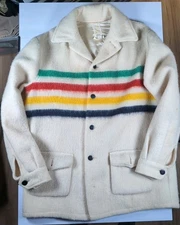 Hudson’s Bay Point Blanket Jacket Vintage Wool Rainbow Coat Pit 2 Pit 22" L 30”
