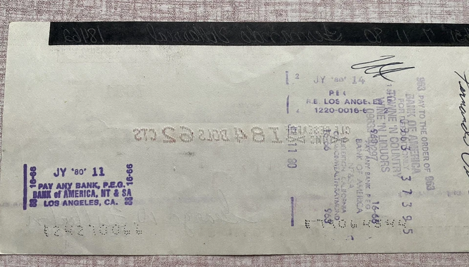 1980 George Fullerton Signed Check CLF Research G&L Leo Fender - Image 4 of 4