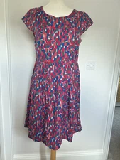 Seasalt Rosina Colourful Print Fit And Flare Dress Size Uk 12