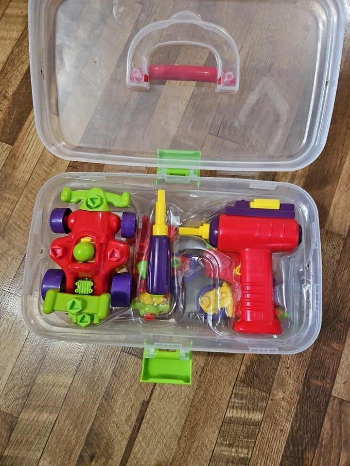 MOTOR WORKS - 3 Vehículos de Juguete - Motocicleta, Avión y Coche de Carreras - Taladro Batería Foto 2 de 4