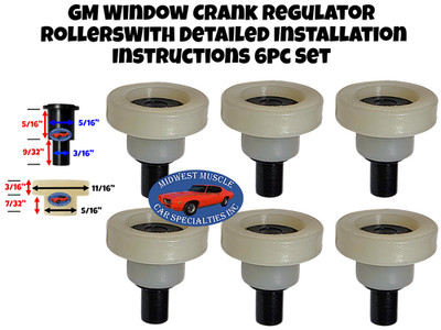 GM Regulator Window Rollers Side Door Crank Glass 64-68 GTO 442