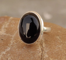 Silver Black Onyx Ring Birthday Gift For Girls Vintage Handmade Onyx Jewelry