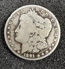 1891-CC US Morgan Silver Dollar $1 VG Carson City Mint Rare Key Date Coin.